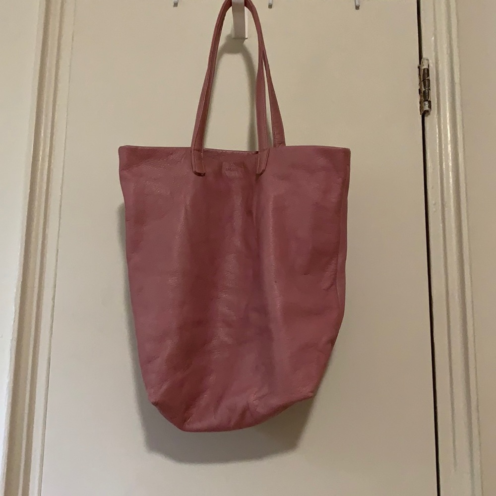 Baggu Pink Leather Tote